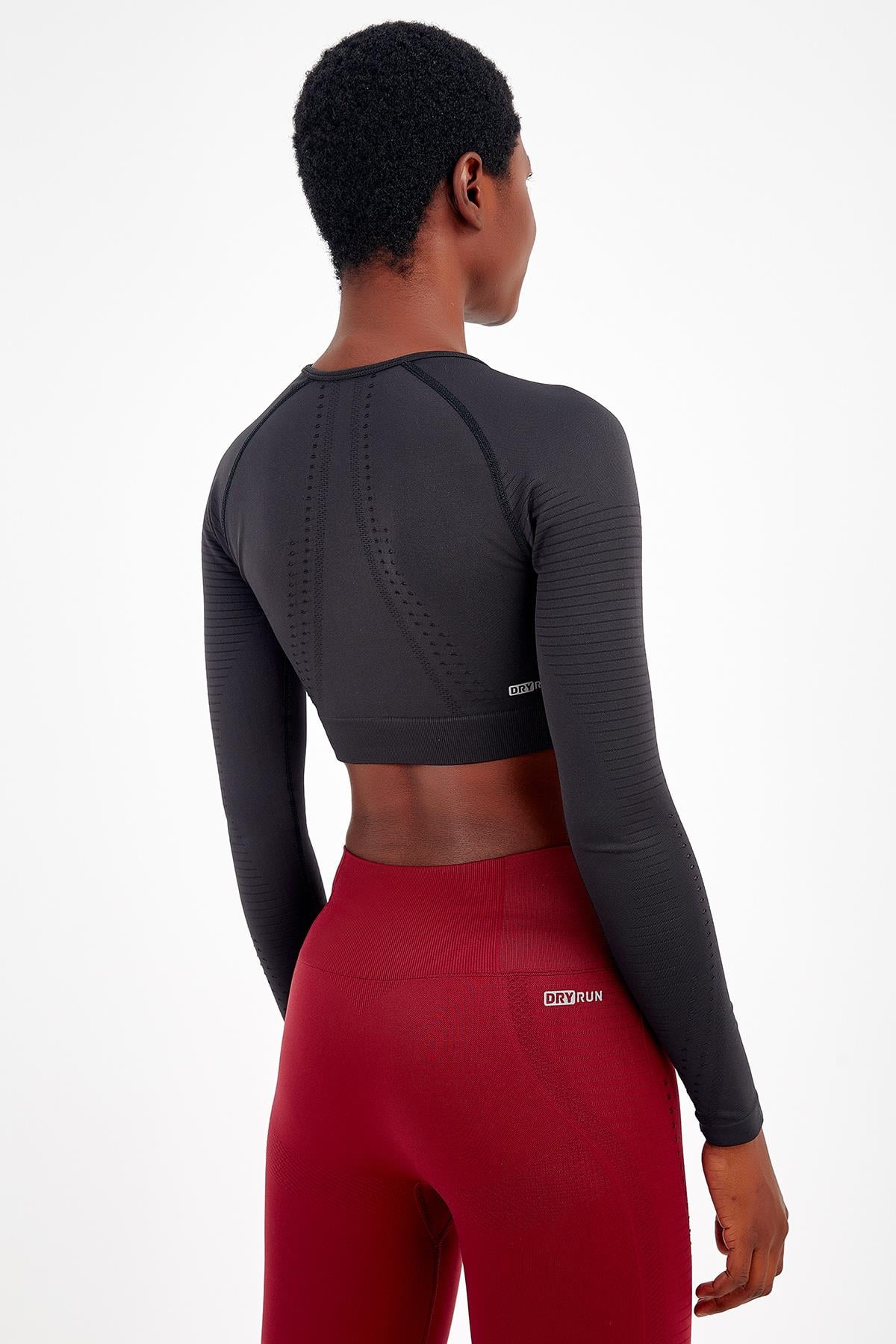 Maraton Active SlimFit Kadın Bisiklet Yaka  Uzun Kol Fitness Crop Top 816008