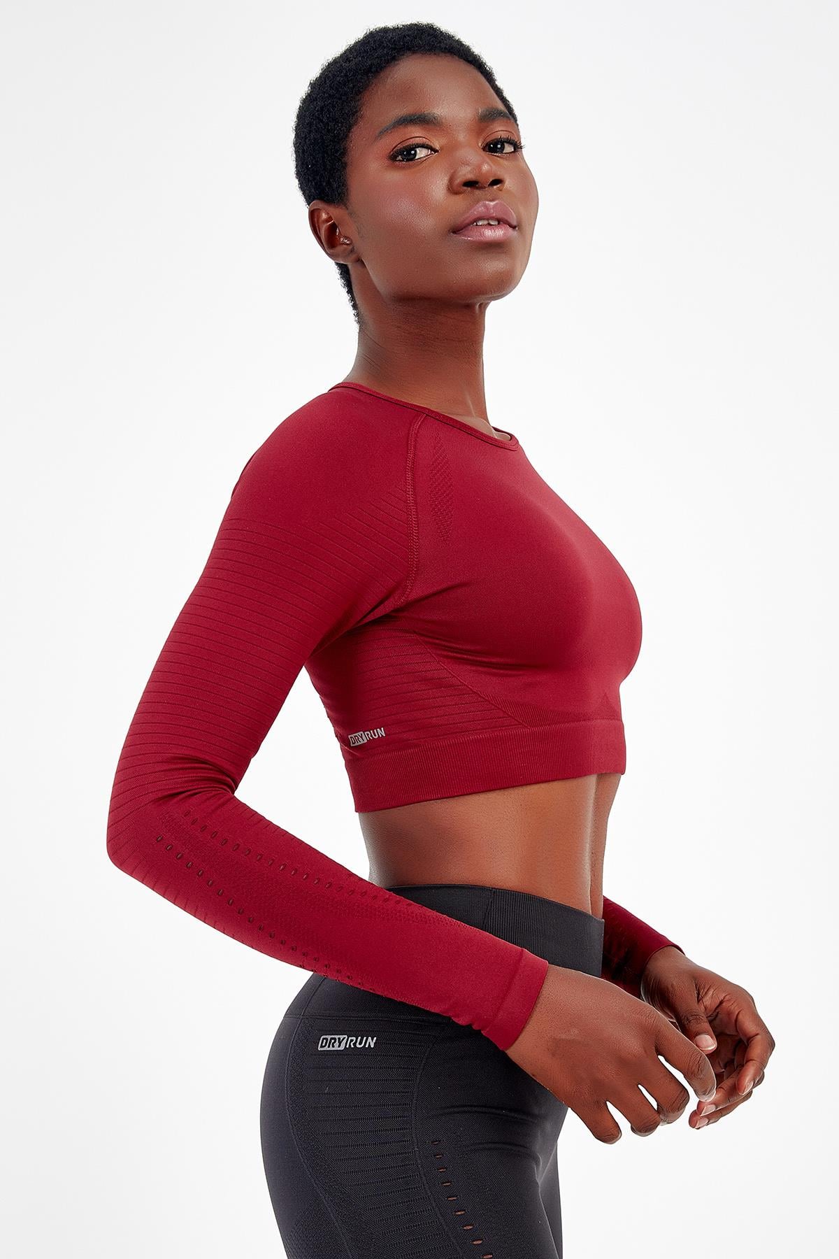 Maraton Active SlimFit Kadın Bisiklet Yaka  Uzun Kol Fitness Crop Top 816008