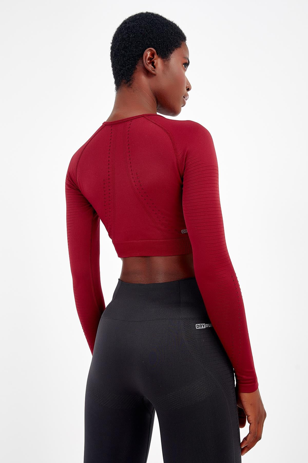 Maraton Active SlimFit Kadın Bisiklet Yaka  Uzun Kol Fitness Crop Top 816008