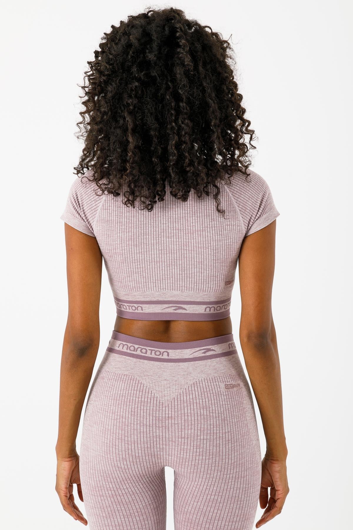 Maraton Active SlimFit Kadın Bisiklet Yaka  Kısa Kol Basic Crop Top 811033