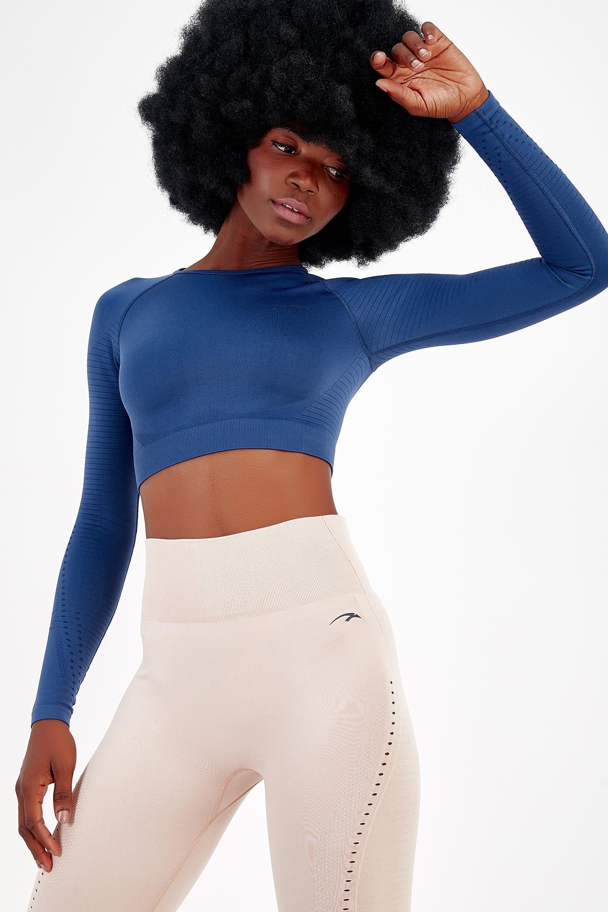 Maraton Active SlimFit Kadın Bisiklet Yaka  Uzun Kol Fitness Crop Top 816008