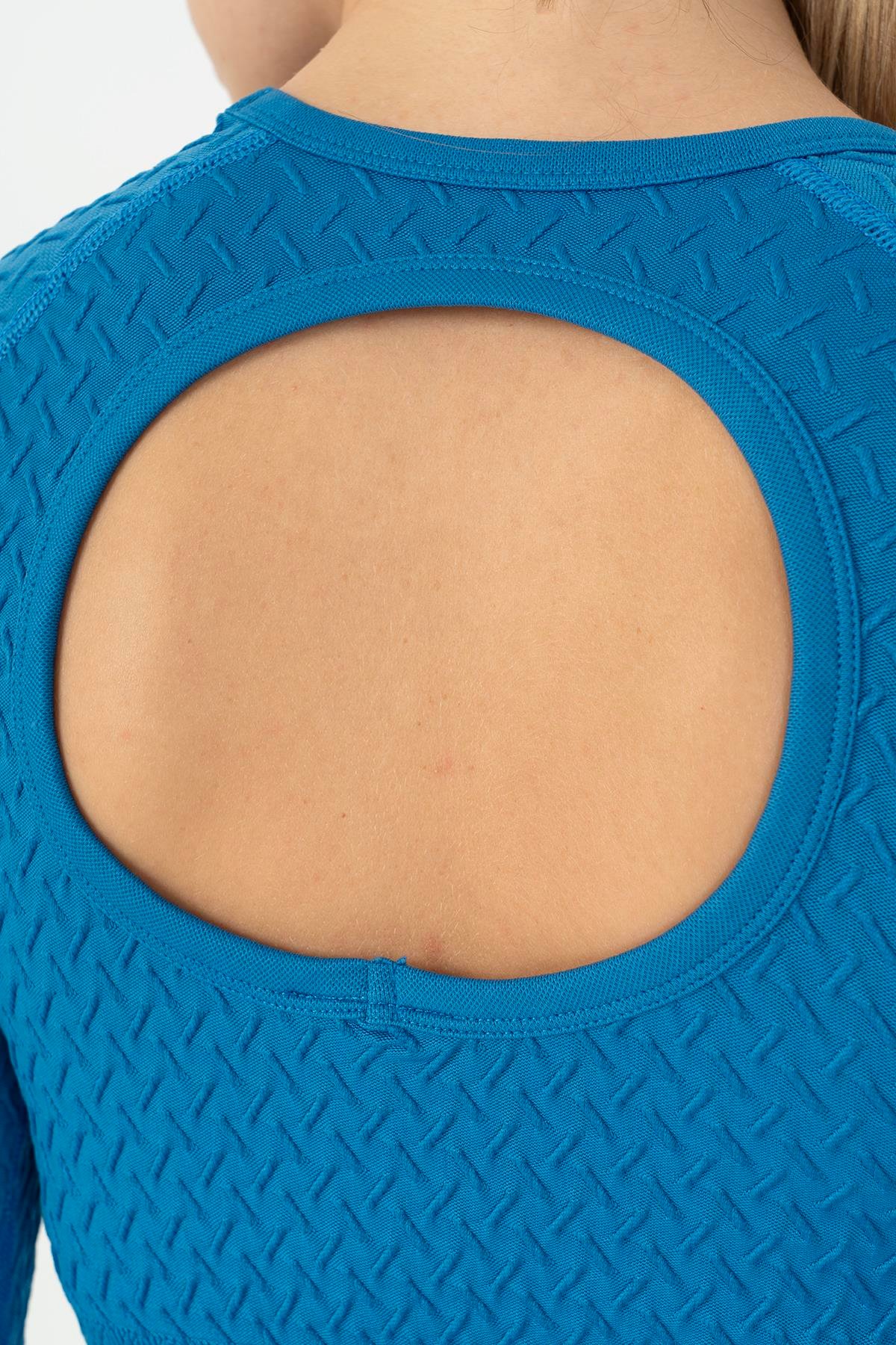 Maraton Active SlimFit Kadın Bisiklet Yaka  Reglan Kol Koşu  Crop Top 816026