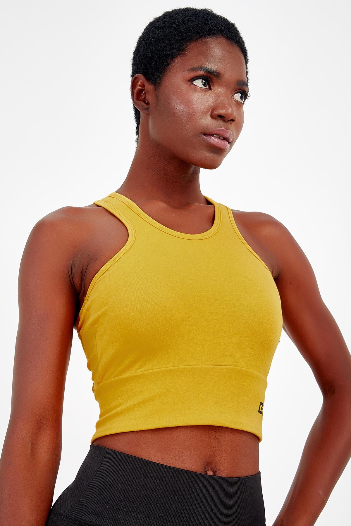 Maraton Active SlimFit Kadın Bisiklet Yaka  Kolsuz Gym Sarı Bra 17499