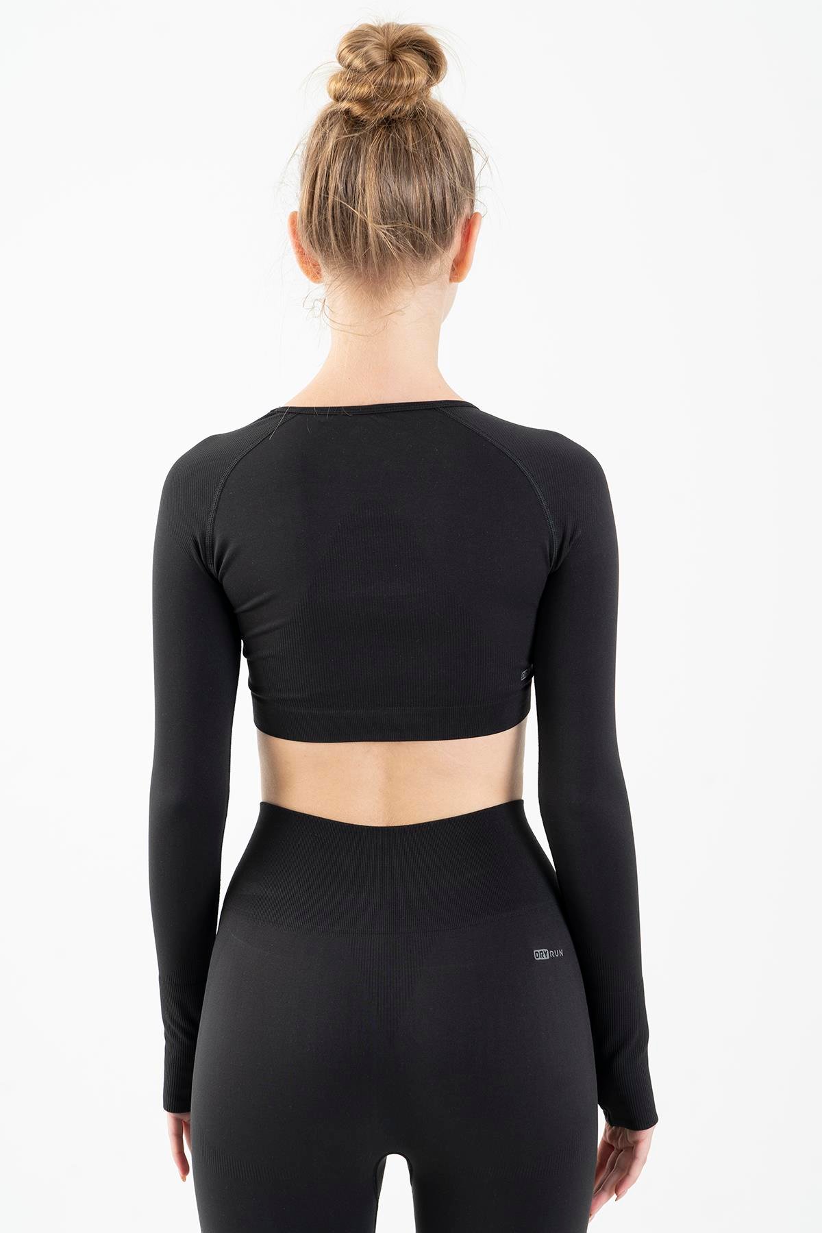 Maraton Active SlimFit Kadın Bisiklet Yaka  Uzun Kol Training Crop Top 816005