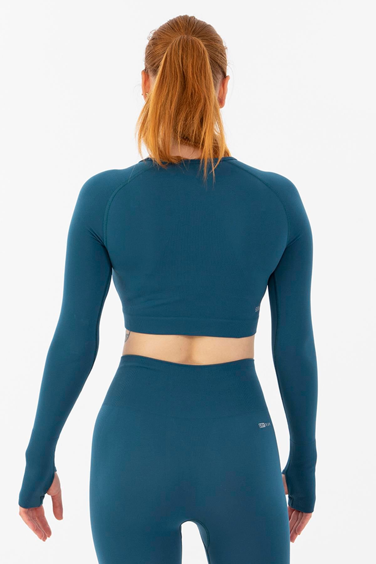 Maraton Active SlimFit Kadın Bisiklet Yaka  Uzun Kol Training Crop Top 816005
