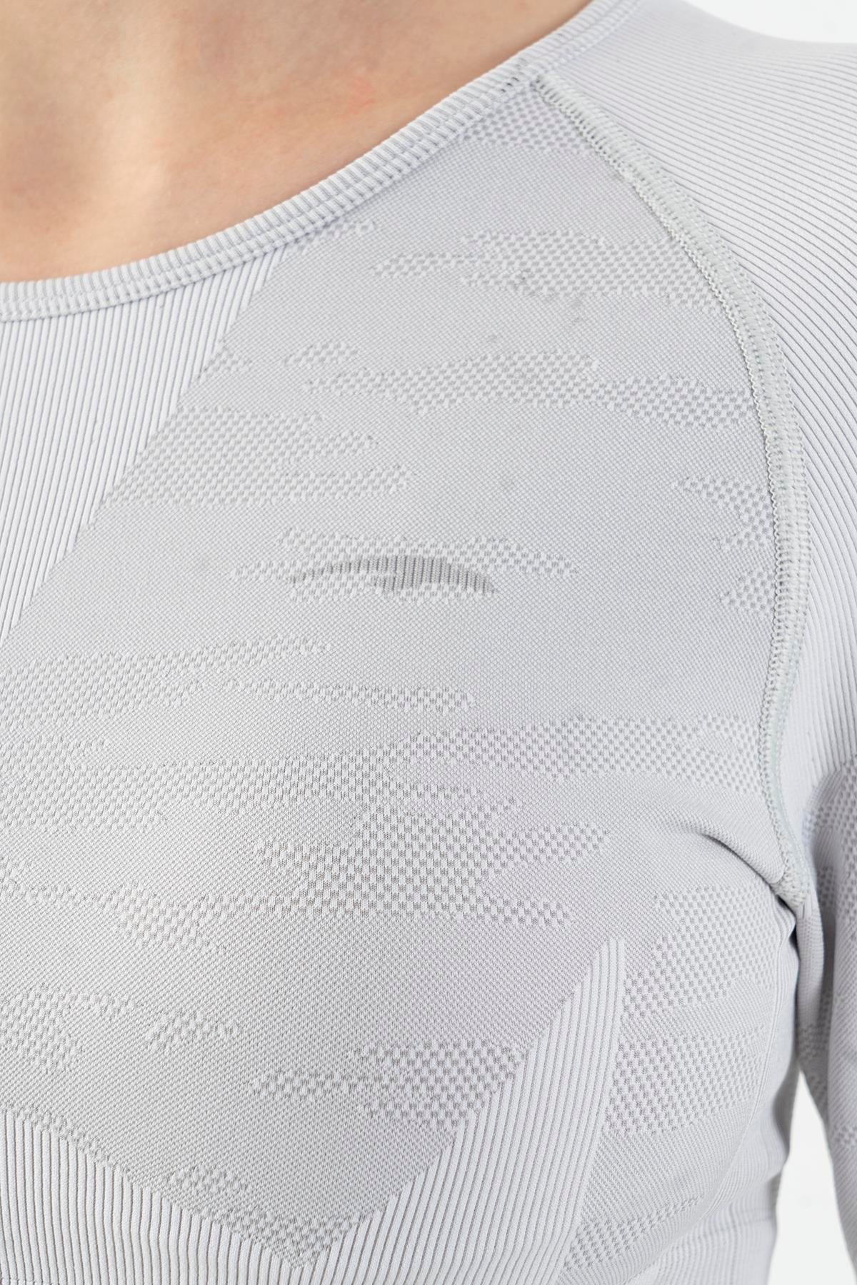 Maraton Active SlimFit Kadın Bisiklet Yaka  Uzun Kol Fitness Crop Top 816013