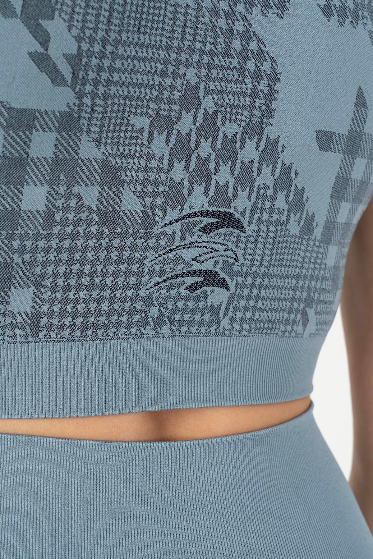 Maraton Active SlimFit Kadın Bisiklet Yaka  Reglan Kol Fitness  Crop Top 811040