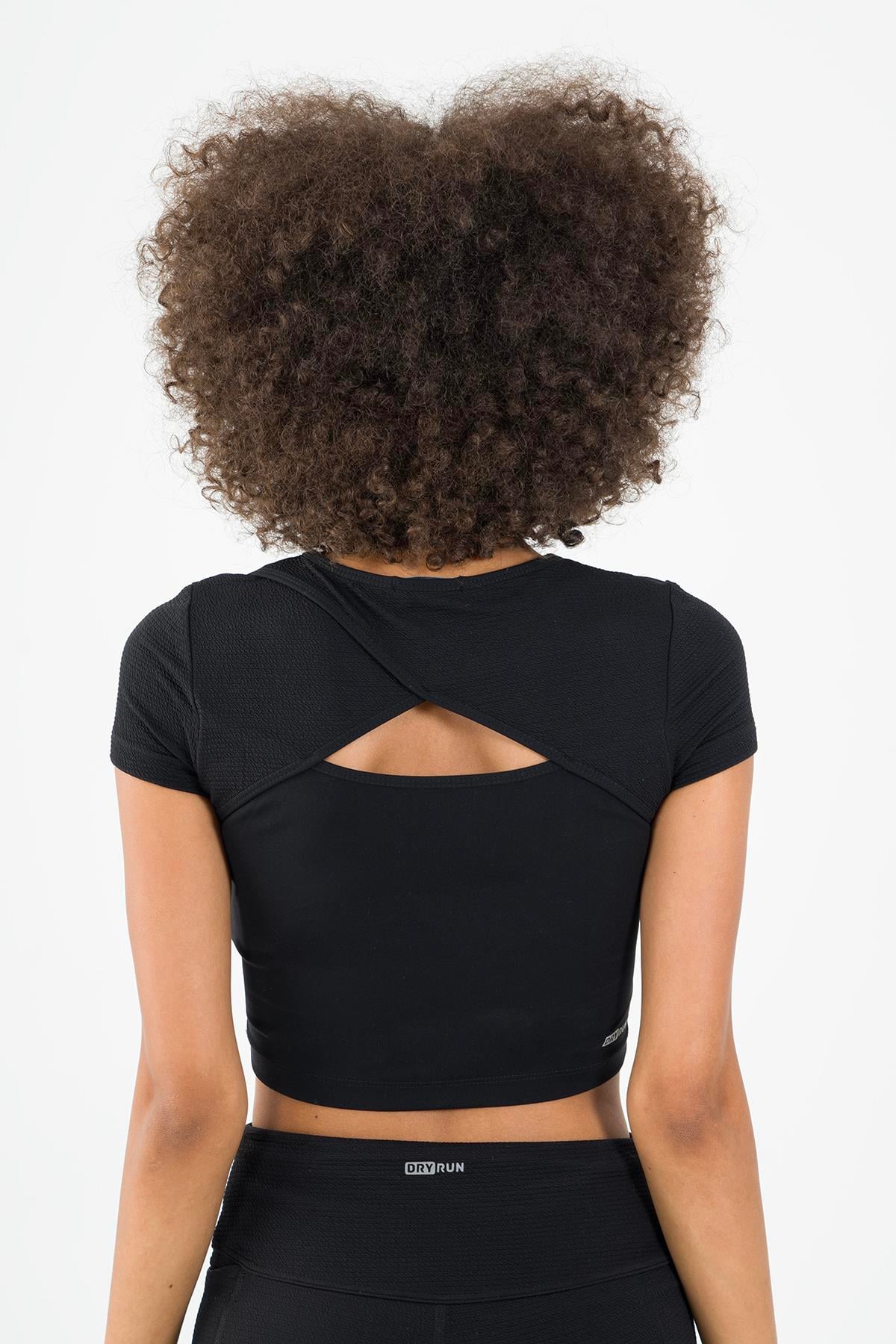 Maraton Active SlimFit Kadın Bisiklet Yaka  Kısa Kol Fitness Crop Top 21973