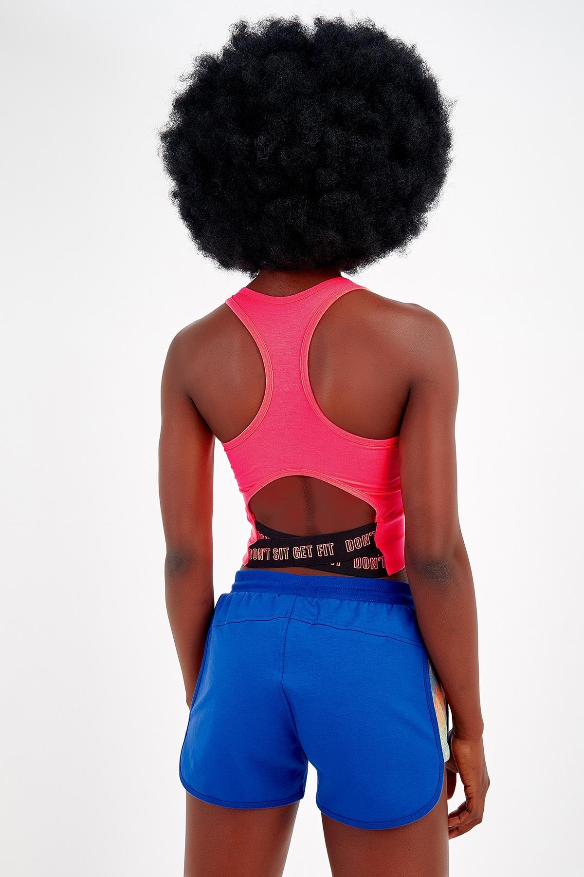 Maraton Active SlimFit Kadın Bisiklet Yaka  Kolsuz Gym Neon Pembe Bra 17499