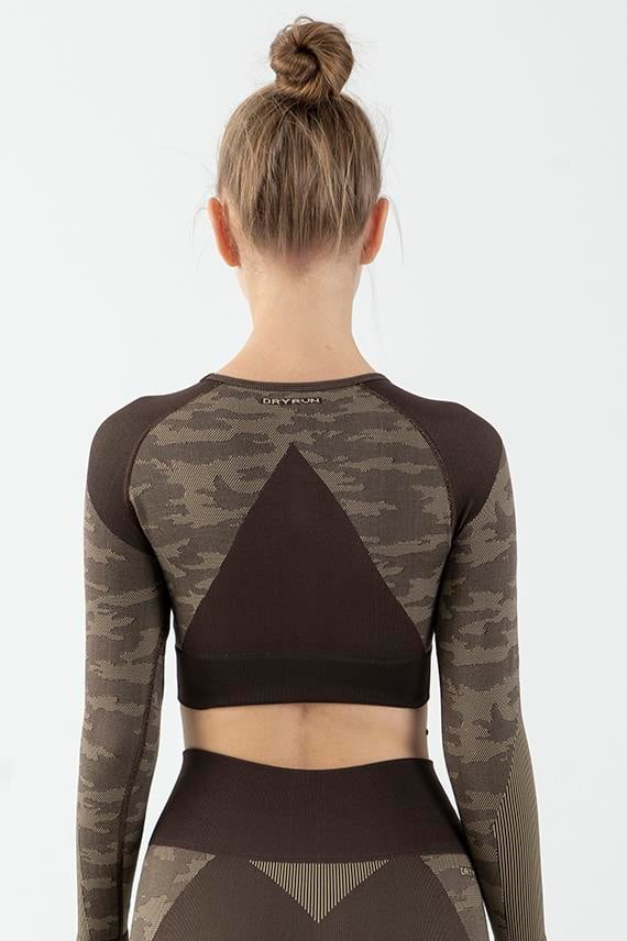 Maraton Active SlimFit Kadın Bisiklet Yaka  Uzun Kol Fitness Crop Top 816013