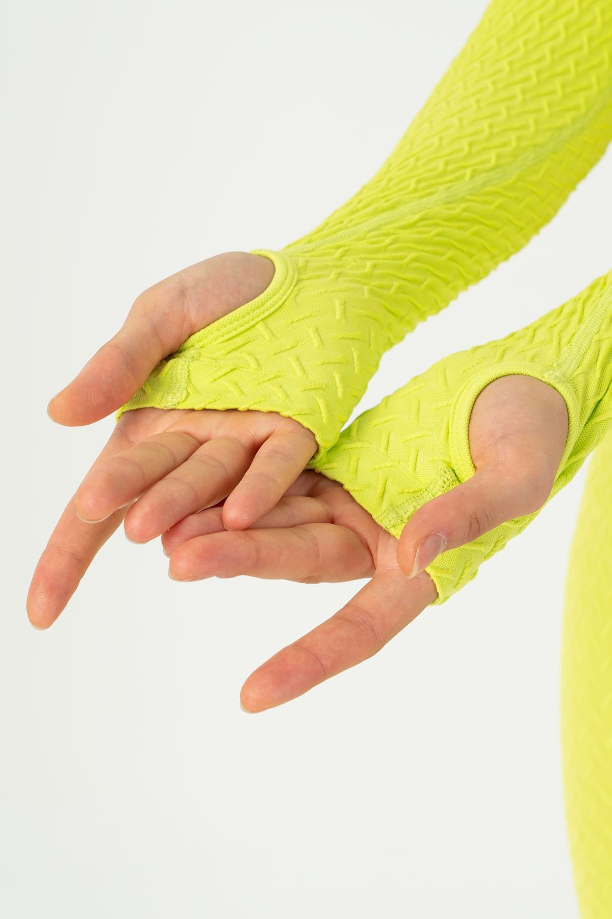 Maraton Active SlimFit Kadın Bisiklet Yaka  Reglan Kol Koşu Neon Yeşil Crop Top 816026