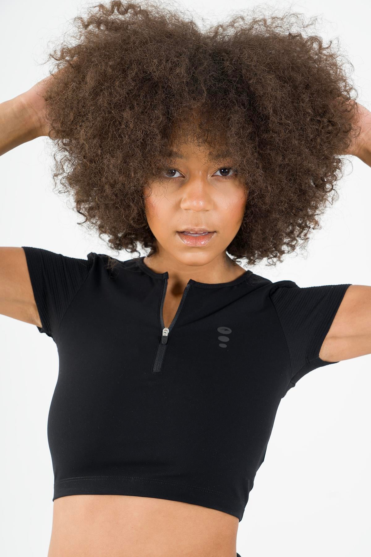 Maraton Active SlimFit Kadın Bisiklet Yaka  Kısa Kol Fitness Crop Top 21973
