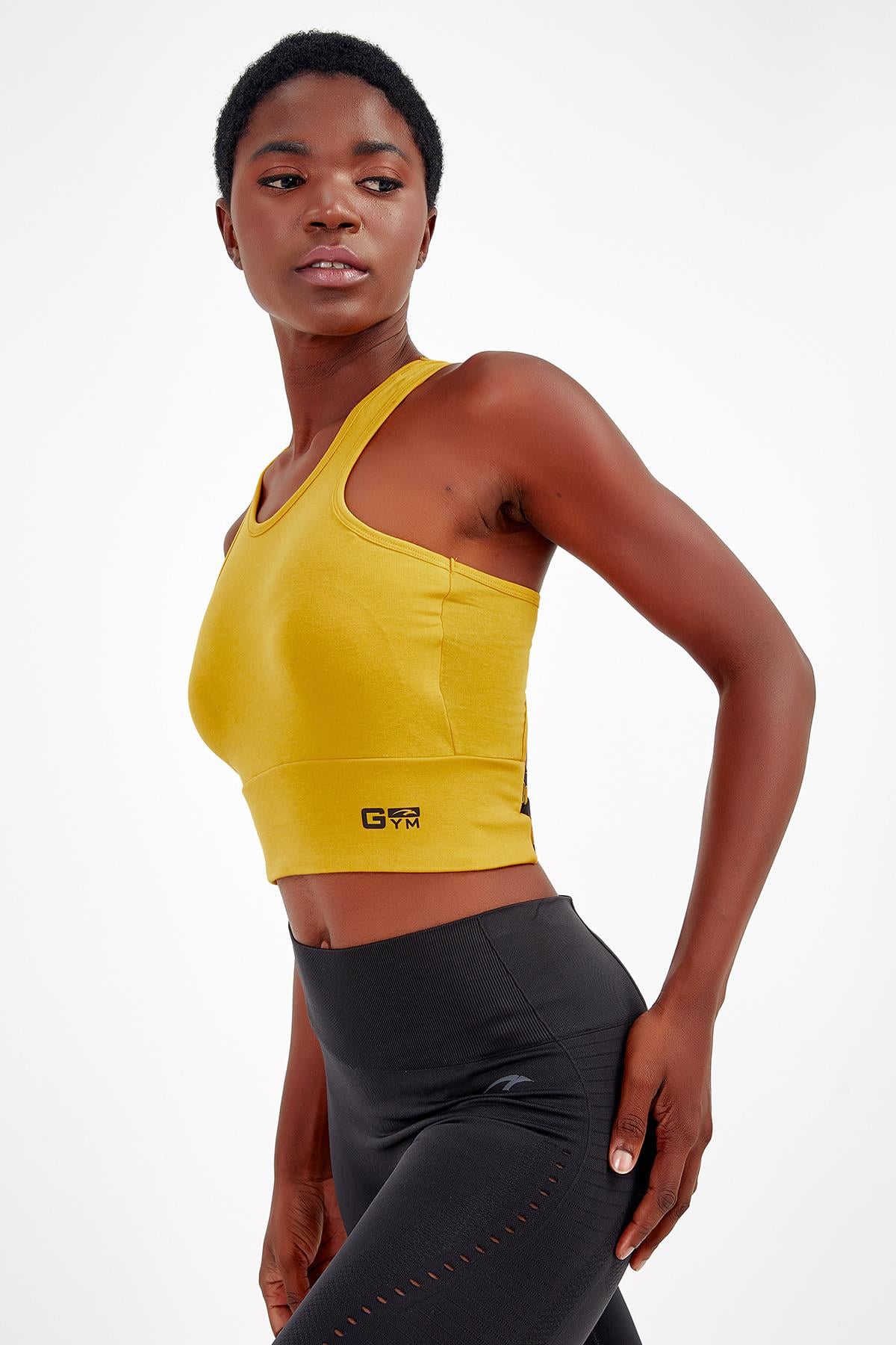 Maraton Active SlimFit Kadın Bisiklet Yaka  Kolsuz Gym Sarı Bra 17499