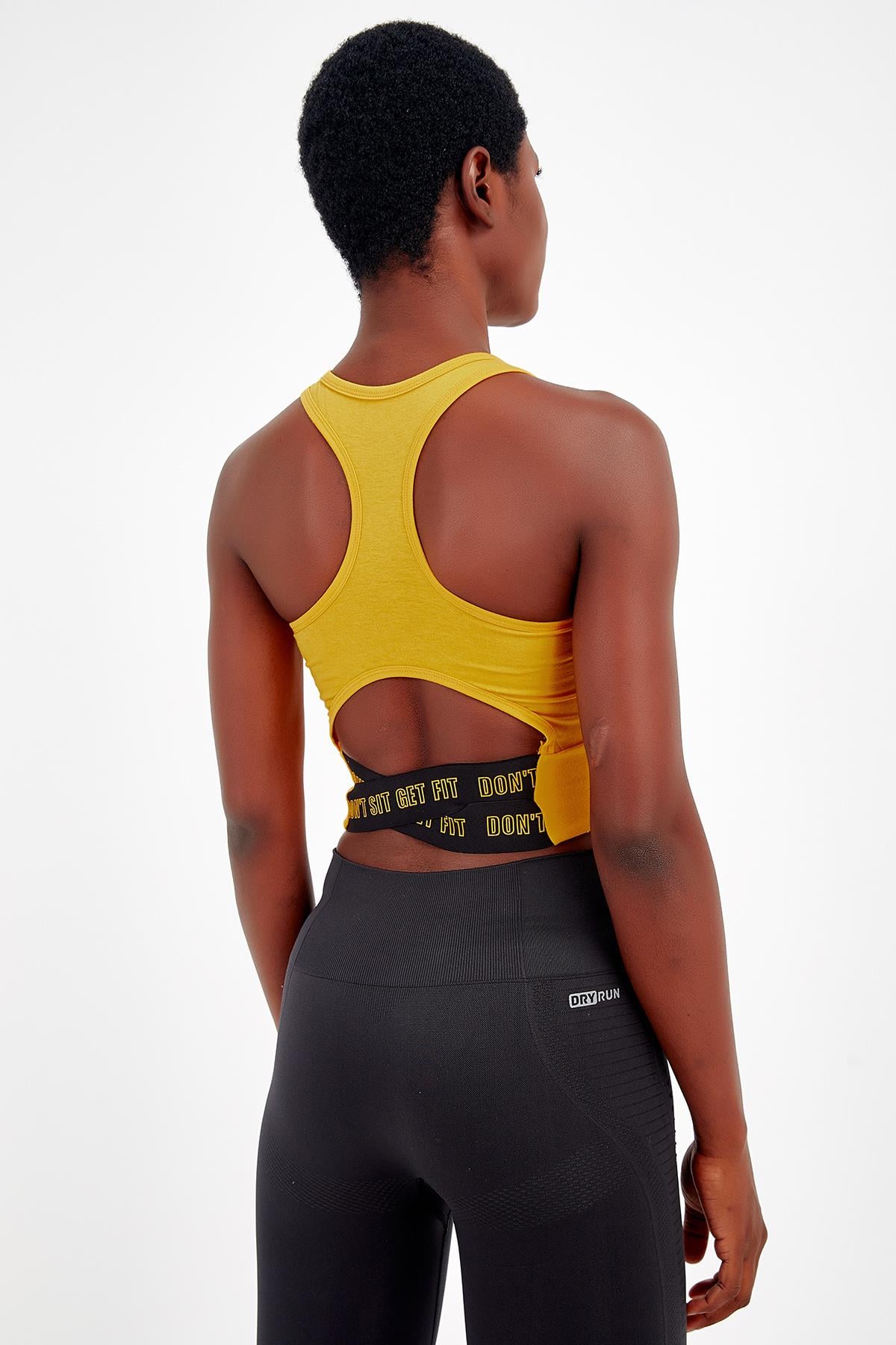 Maraton Active SlimFit Kadın Bisiklet Yaka  Kolsuz Gym Sarı Bra 17499