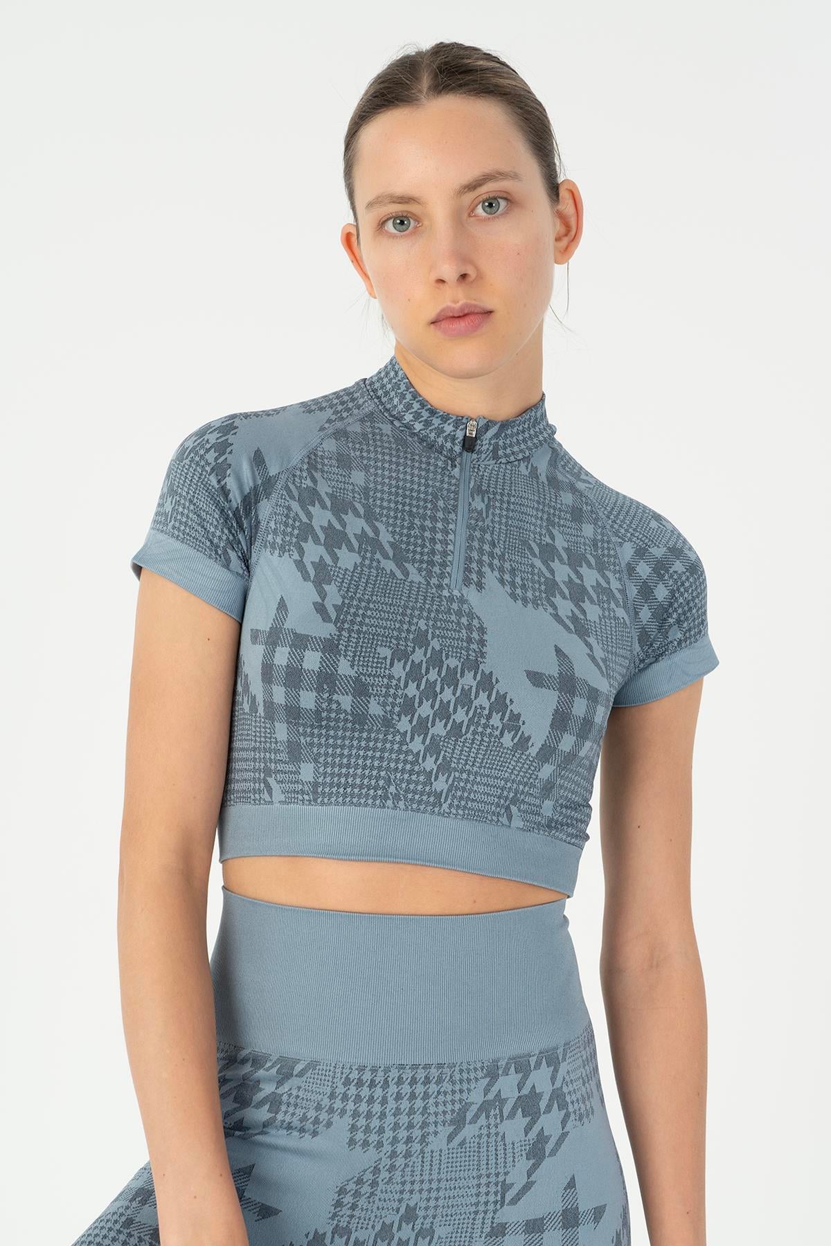 Maraton Active SlimFit Kadın Bisiklet Yaka  Reglan Kol Fitness  Crop Top 811040