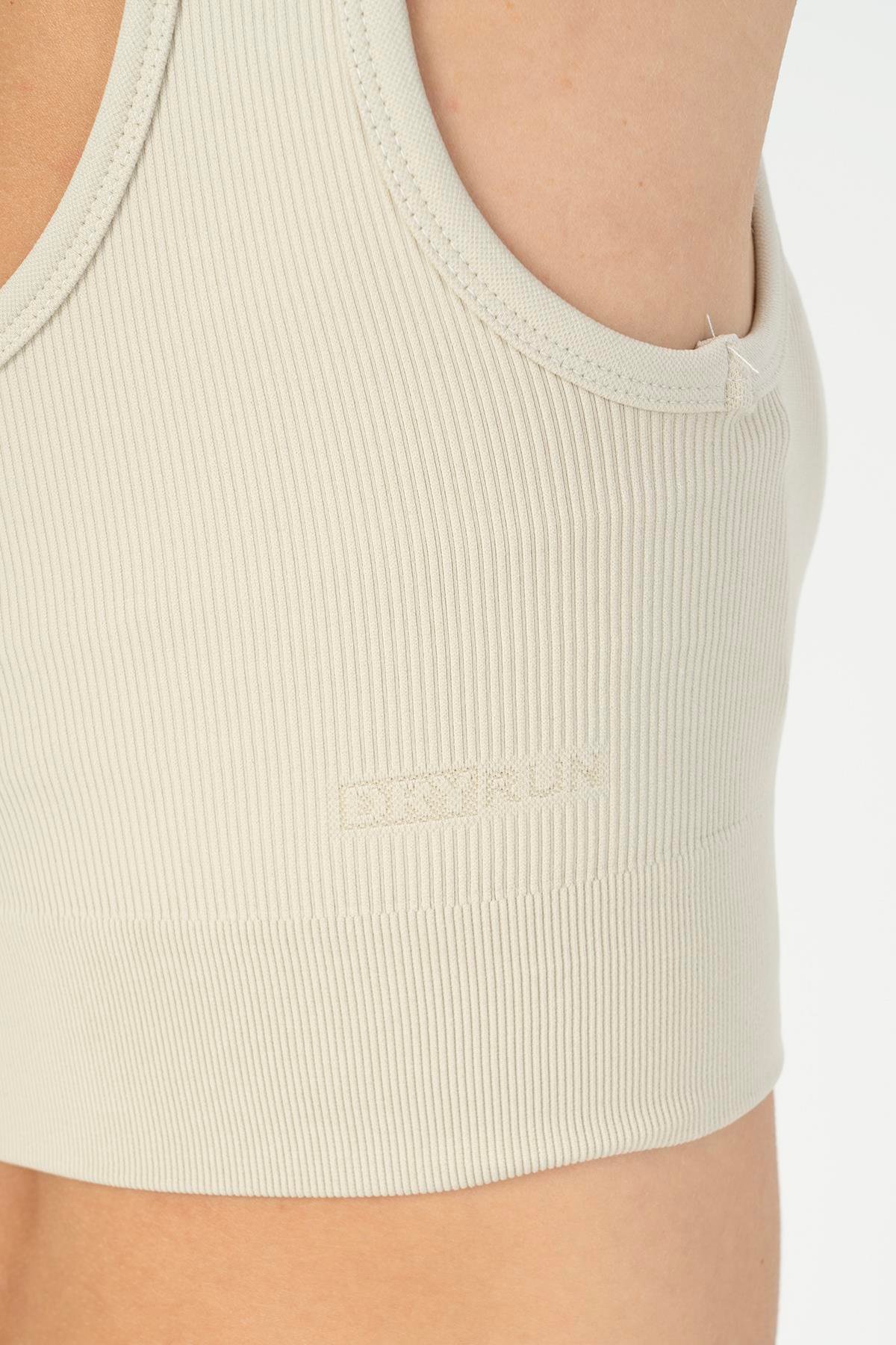 Maraton Active SlimFit Kadın Düz Yaka  Kolsuz Koşu Kil Rengi Bra 813097