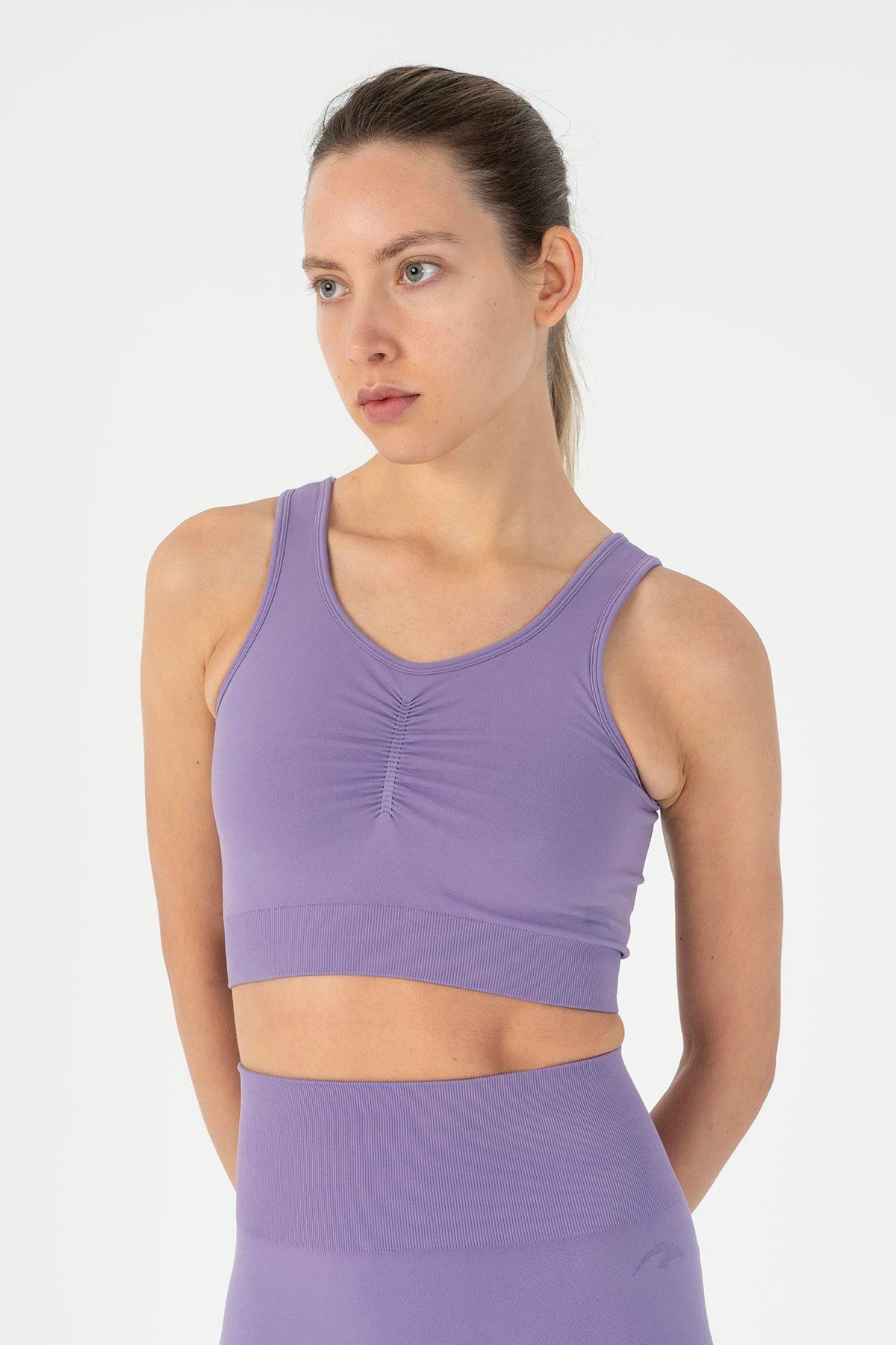 Maraton Active SlimFit Kadın Düz Yaka  Kolsuz Koşu Lavanta Bra 813091