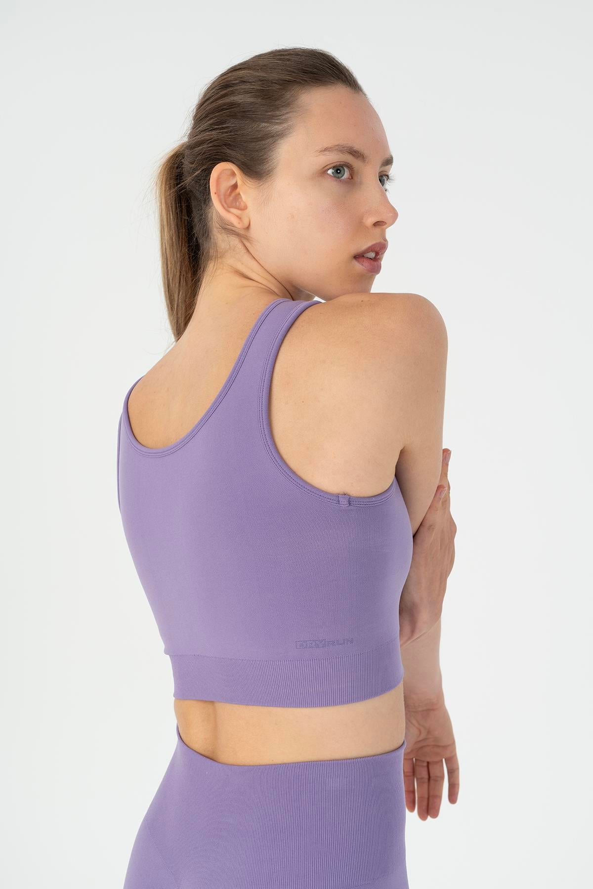 Maraton Active SlimFit Kadın Düz Yaka  Kolsuz Koşu Lavanta Bra 813091