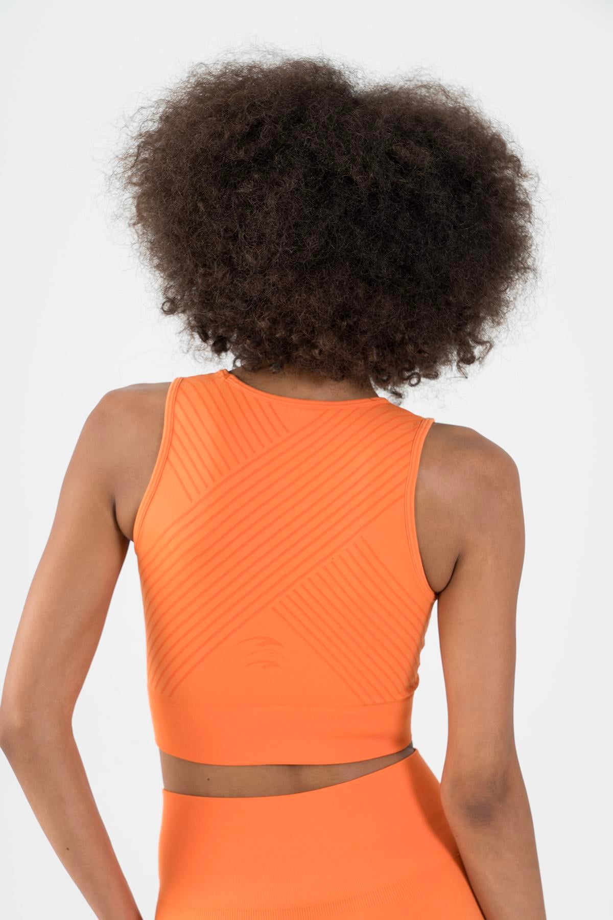 Maraton Active SlimFit Kadın Kapalı Yaka  Kolsuz Koşu Turuncu Bra 813094