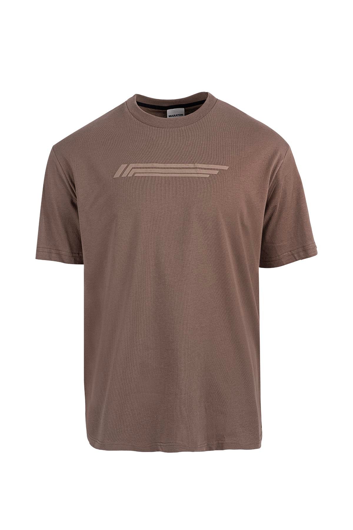 Maraton BOXY Erkek Bisiklet Yaka  Kısa Kol Kakao T-shirt 23899