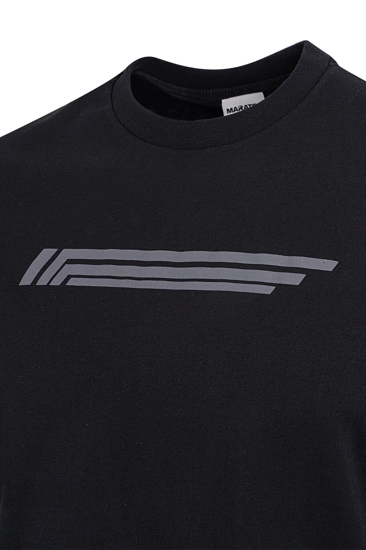 Maraton BOXY Erkek Bisiklet Yaka  Kısa Kol Siyah T-shirt 23899