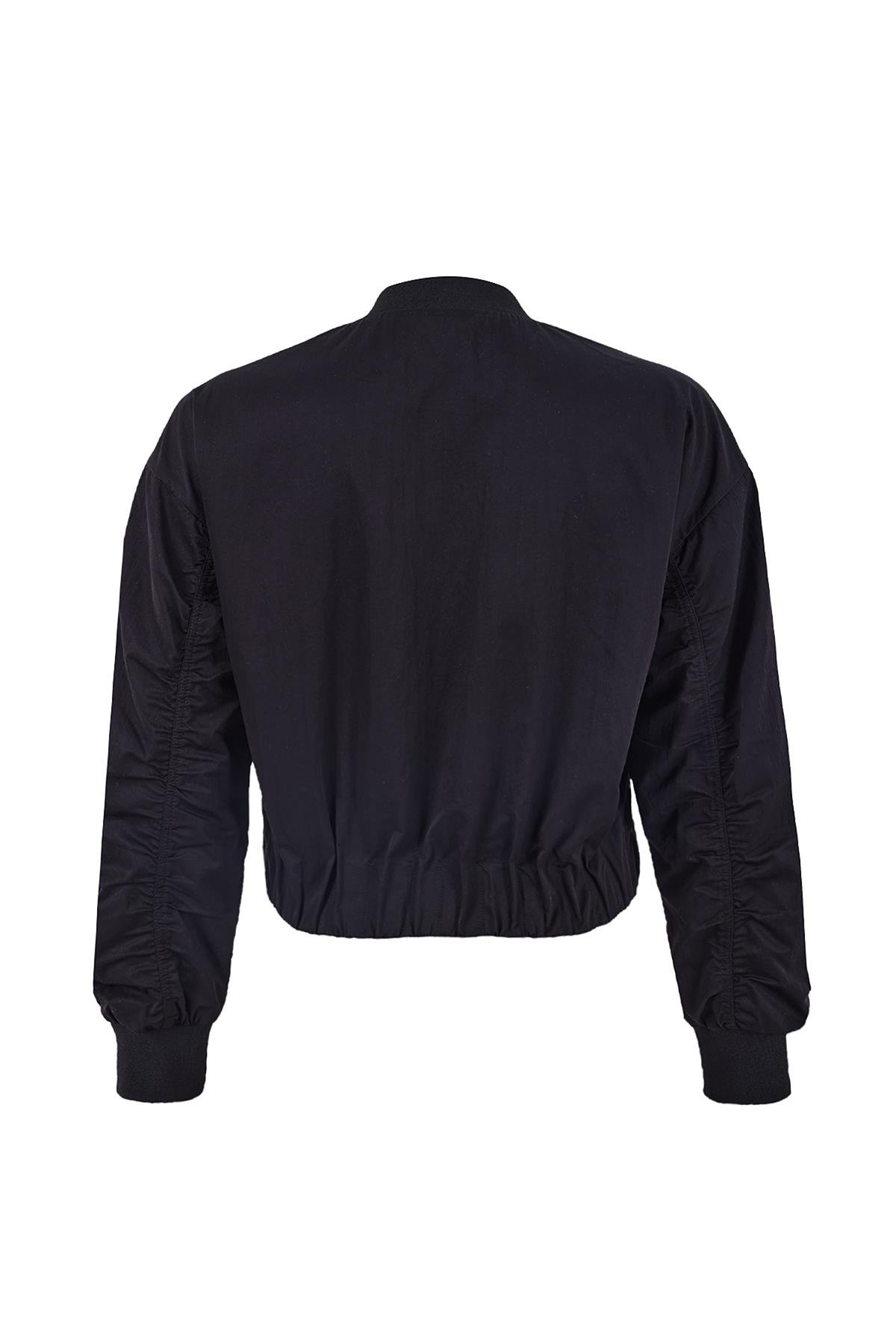 Maraton CASUAL Comfort Kadın Hakim Yaka  Takma Kol HYPE Siyah Eşofman Üstü 23818