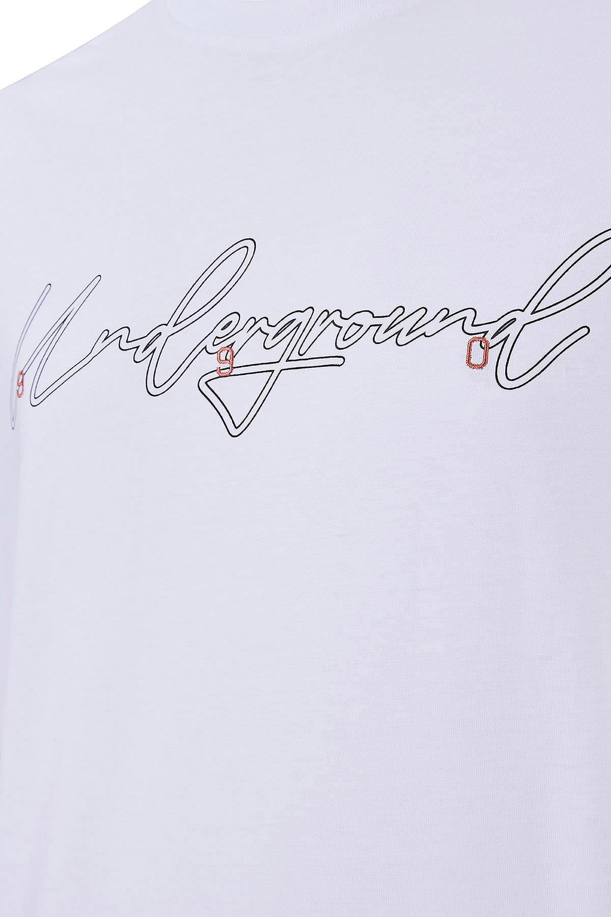 Maraton CASUAL Oversize Erkek Bisiklet Yaka  Kısa Kol HYPE Beyaz T-shirt 23894
