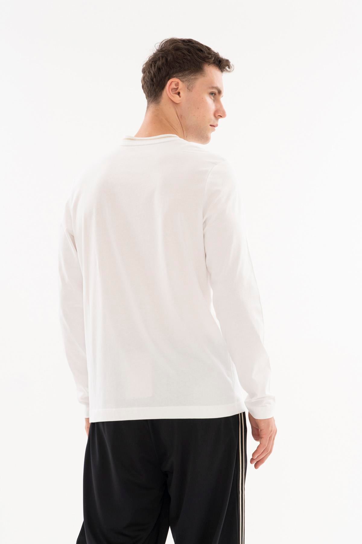 Maraton Comfort Erkek Bisiklet Yaka  Beyaz- Sweatshirt