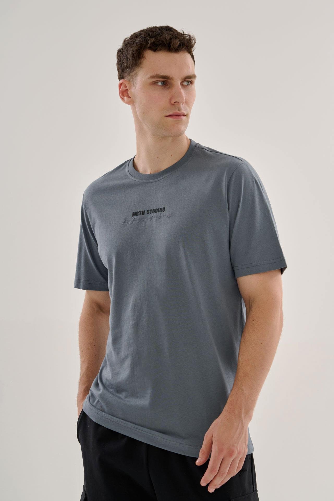 Maraton Comfort Erkek Bisiklet Yaka  Reglan Kol Bazalt T-shirt 23513