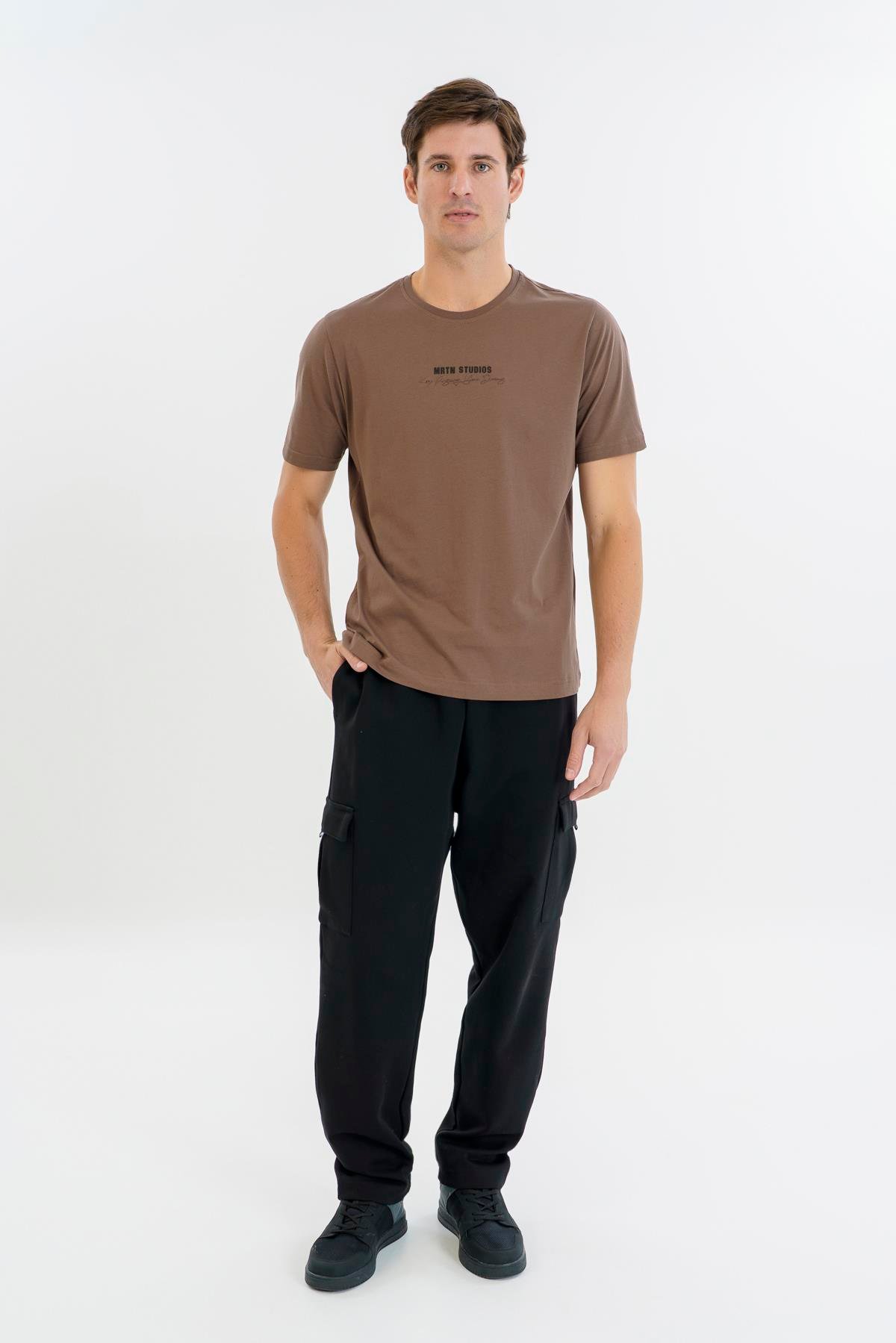 Maraton Comfort Erkek Bisiklet Yaka  Reglan Kol Kakao T-shirt 23513