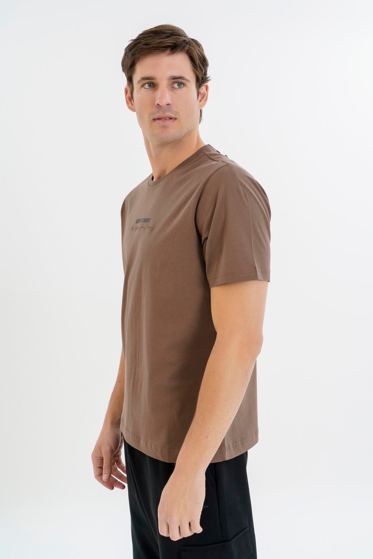Maraton Comfort Erkek Bisiklet Yaka  Reglan Kol Kakao T-shirt 23513
