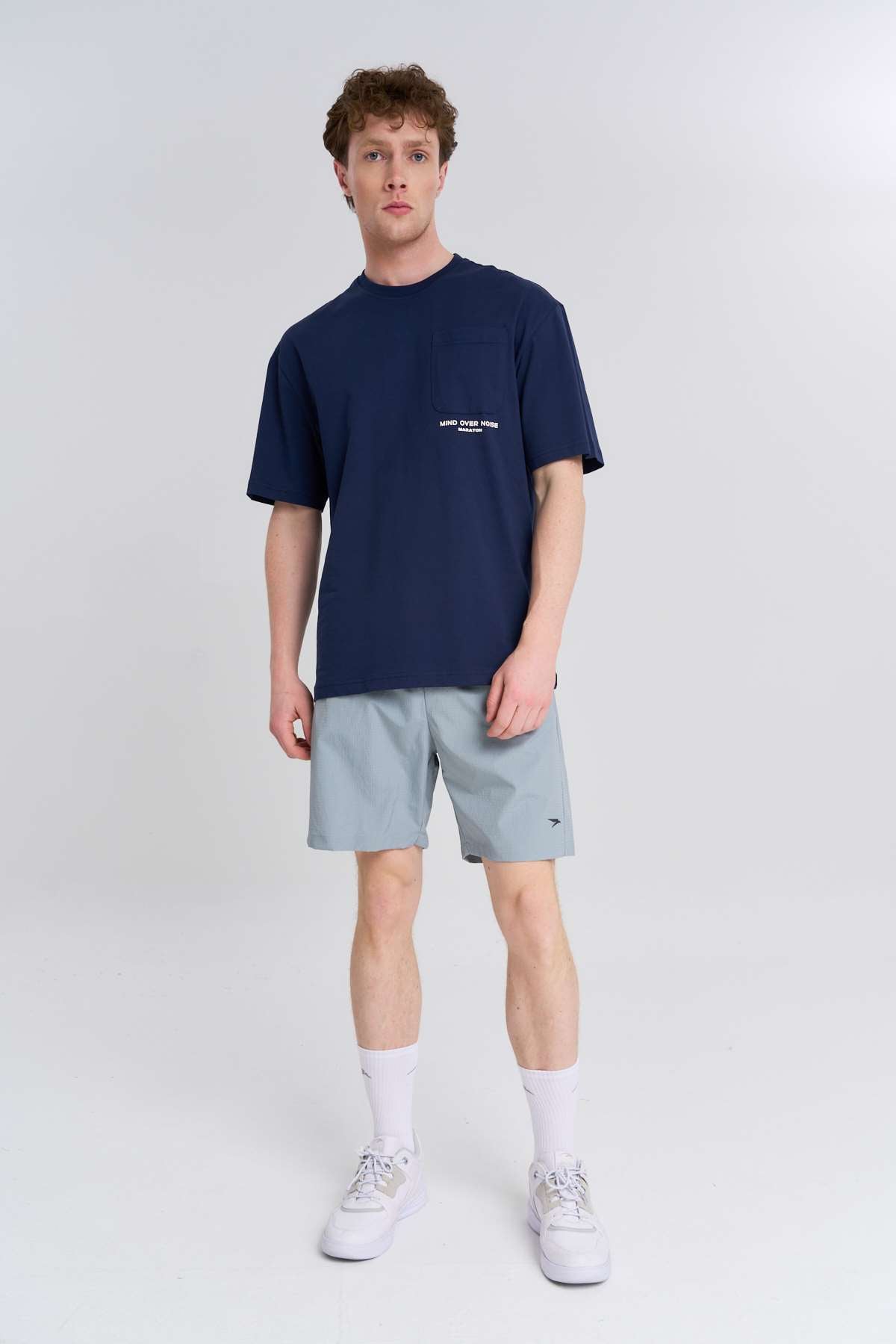 Maraton  Erkek Bisiklet Yaka  Açık Lacivert- T-shirt