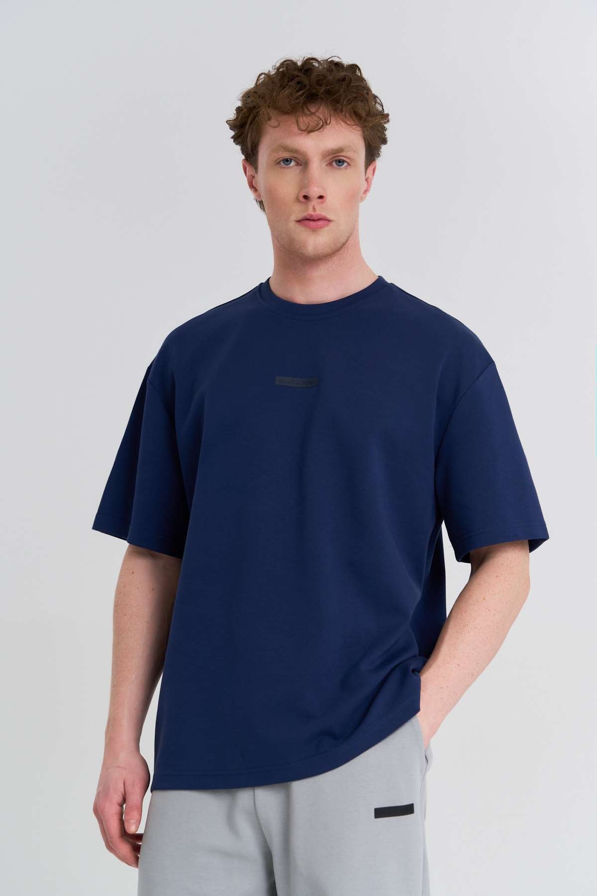 Maraton  Erkek Bisiklet Yaka  Açık Lacivert- T-shirt