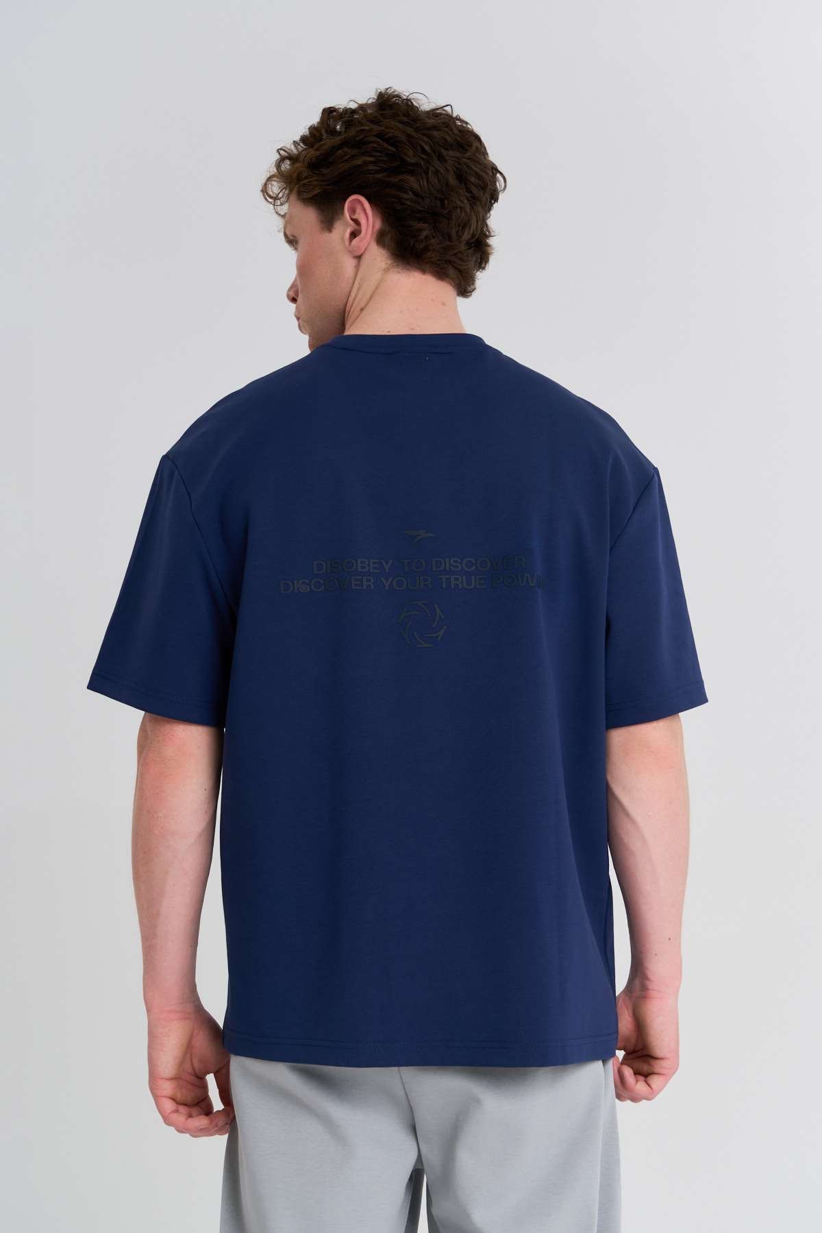 Maraton  Erkek Bisiklet Yaka  Açık Lacivert- T-shirt