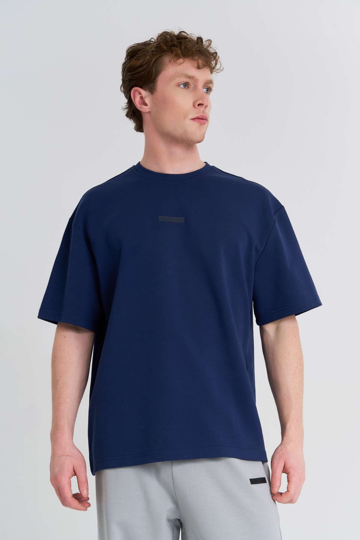 Maraton  Erkek Bisiklet Yaka  Açık Lacivert- T-shirt