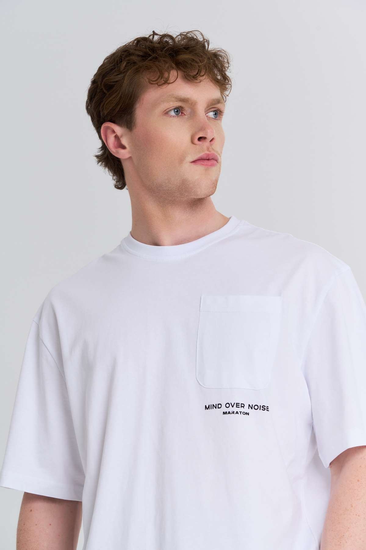 Maraton  Erkek Bisiklet Yaka  Beyaz- T-shirt