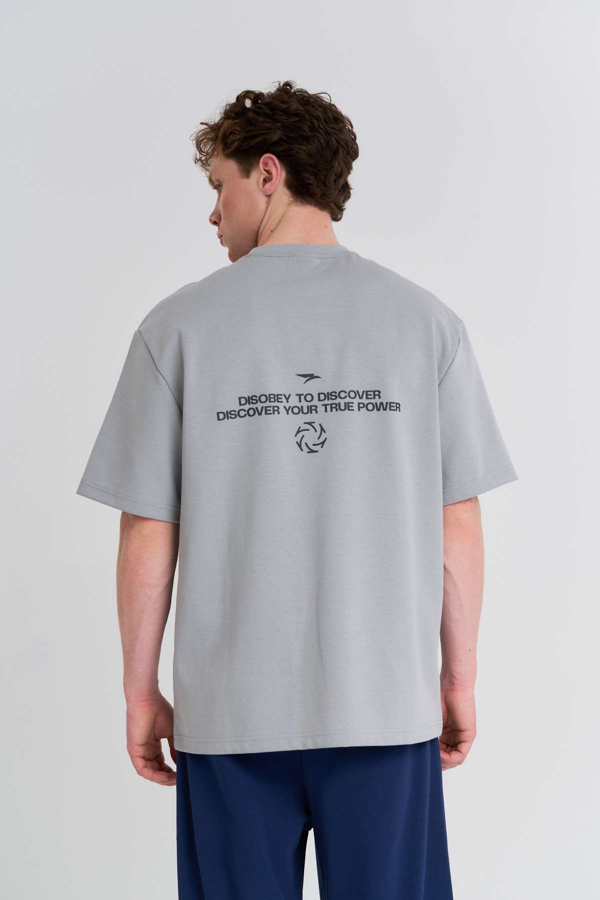 Maraton  Erkek Bisiklet Yaka  Gri- T-shirt