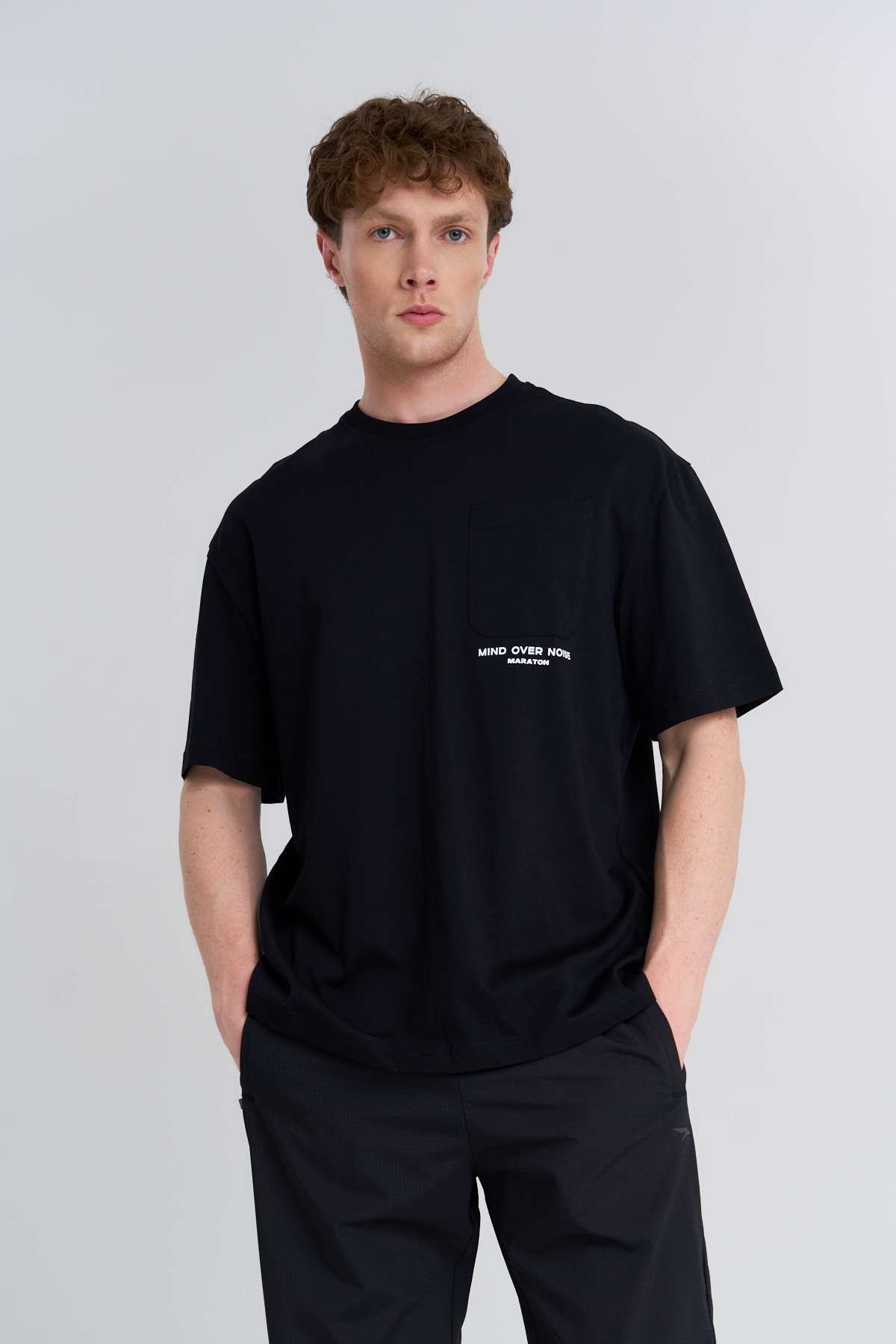 Maraton  Erkek Bisiklet Yaka  Siyah- T-shirt