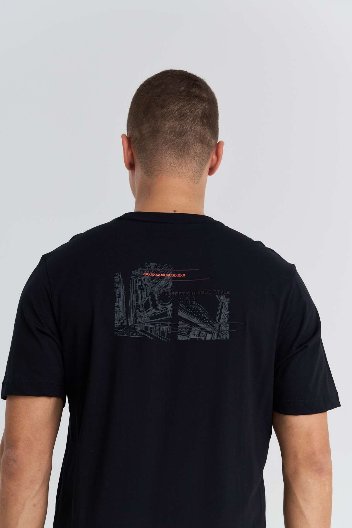 Maraton  Erkek Bisiklet Yaka  Siyah T-shirt