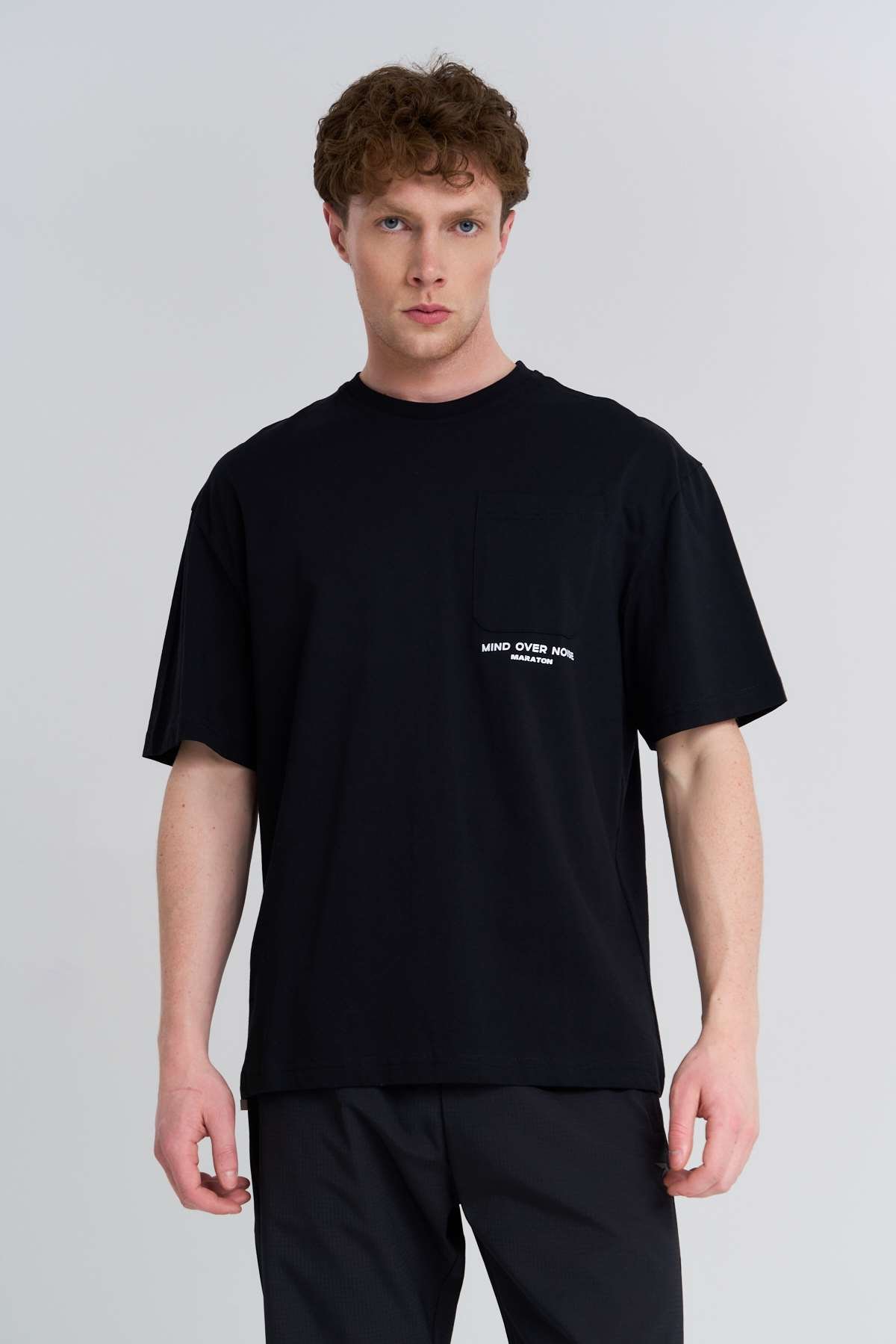 Maraton  Erkek Bisiklet Yaka  Siyah- T-shirt