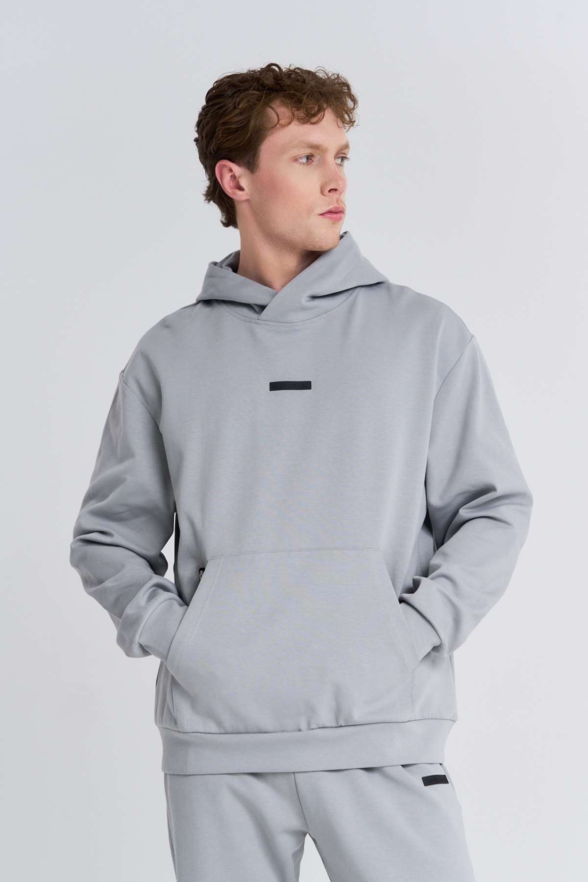 Maraton  Erkek Kapüşonlu  Gri- Sweatshirt