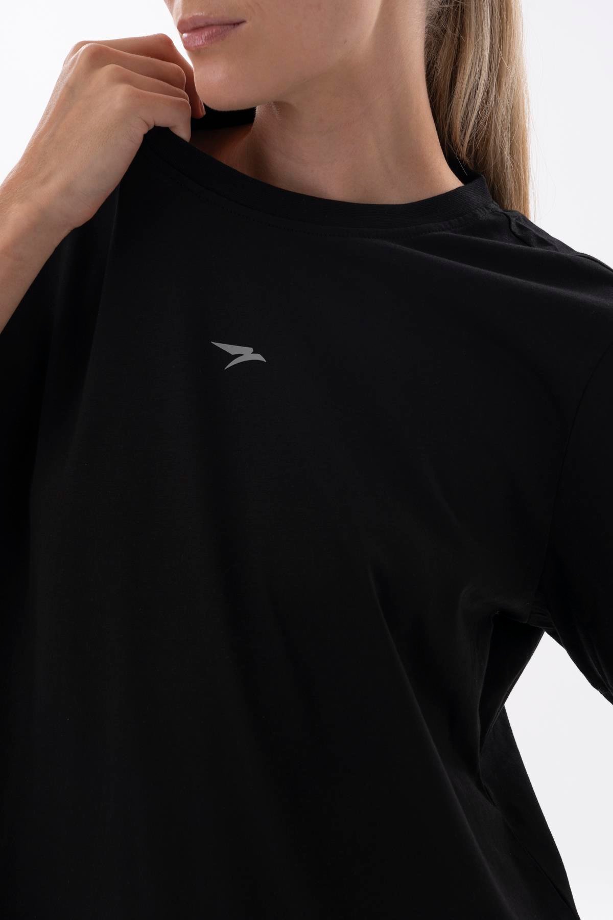 Maraton New Basic Kadın Bisiklet Yaka  Siyah- T-shirt