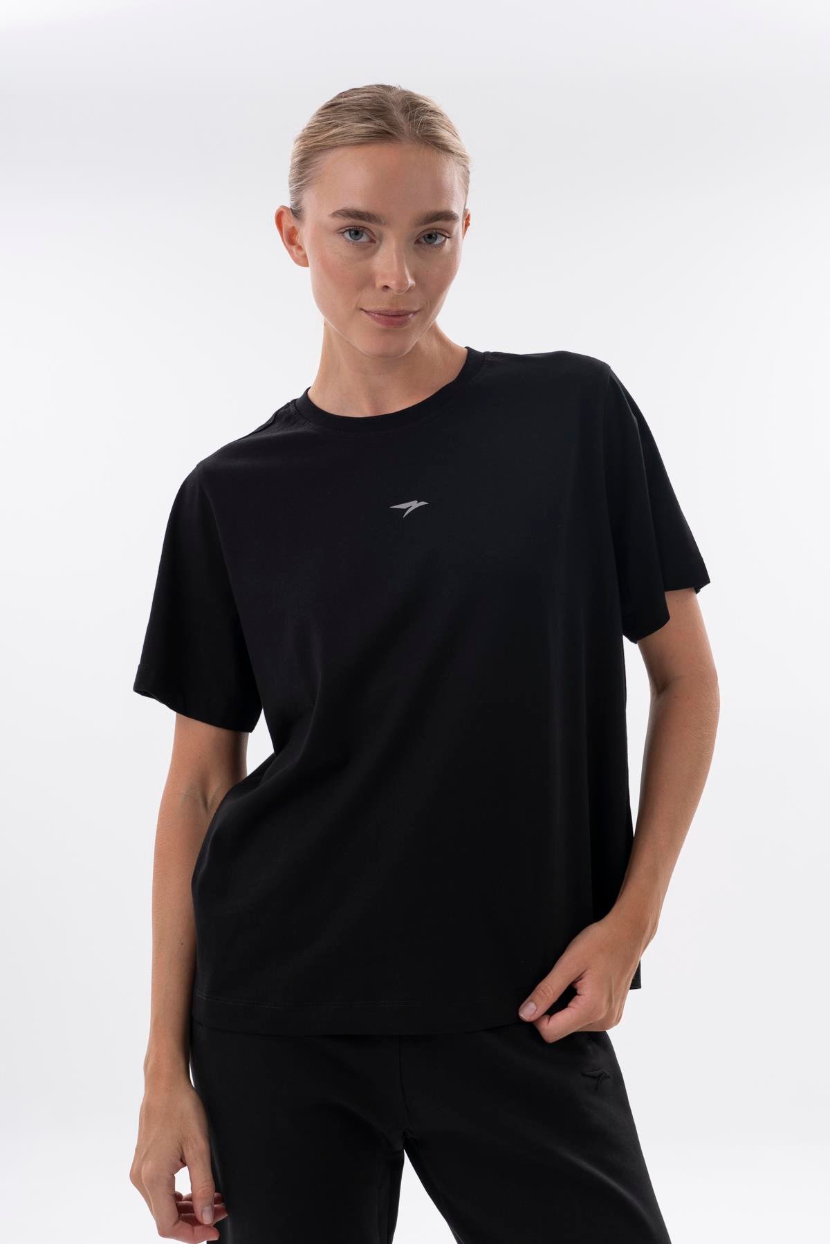 Maraton New Basic Kadın Bisiklet Yaka  Siyah- T-shirt