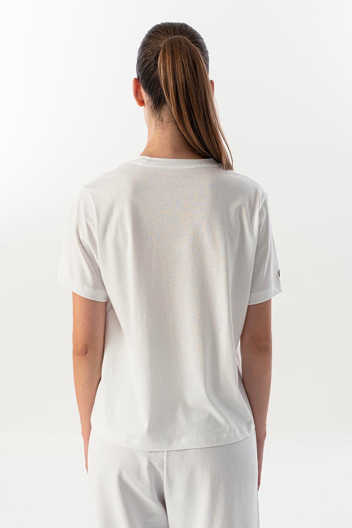 Maraton New Basic Kadın Bisiklet Yaka  Kısa Kol Beyaz T-shirt 23825