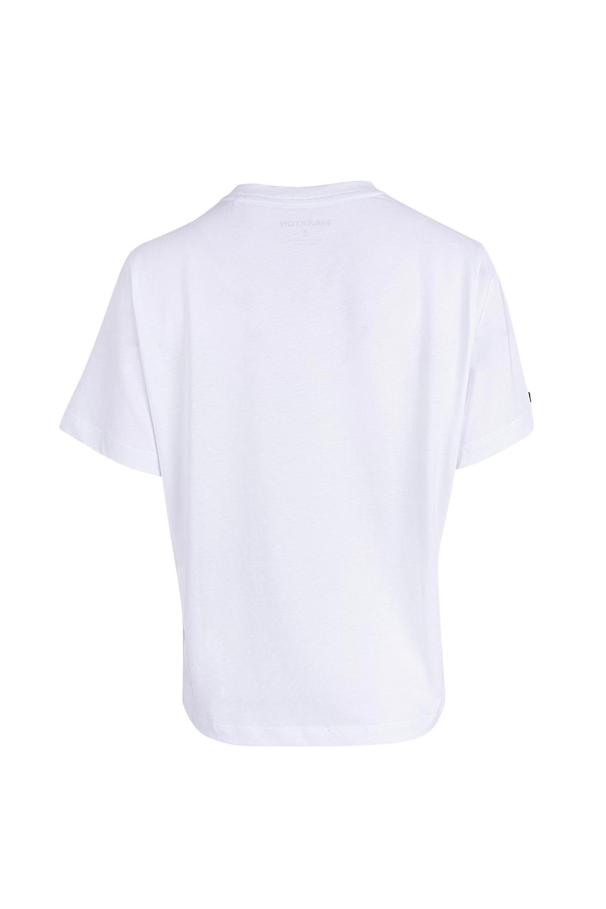 Maraton New Basic Kadın Bisiklet Yaka  Kısa Kol Beyaz T-shirt 23825