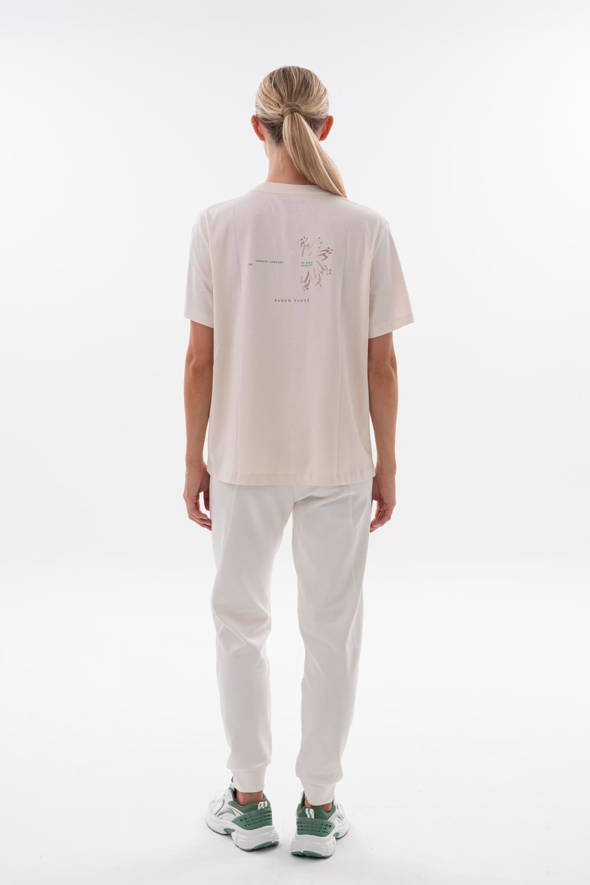 Maraton New Basic Kadın Bisiklet Yaka  Ekru- T-shirt