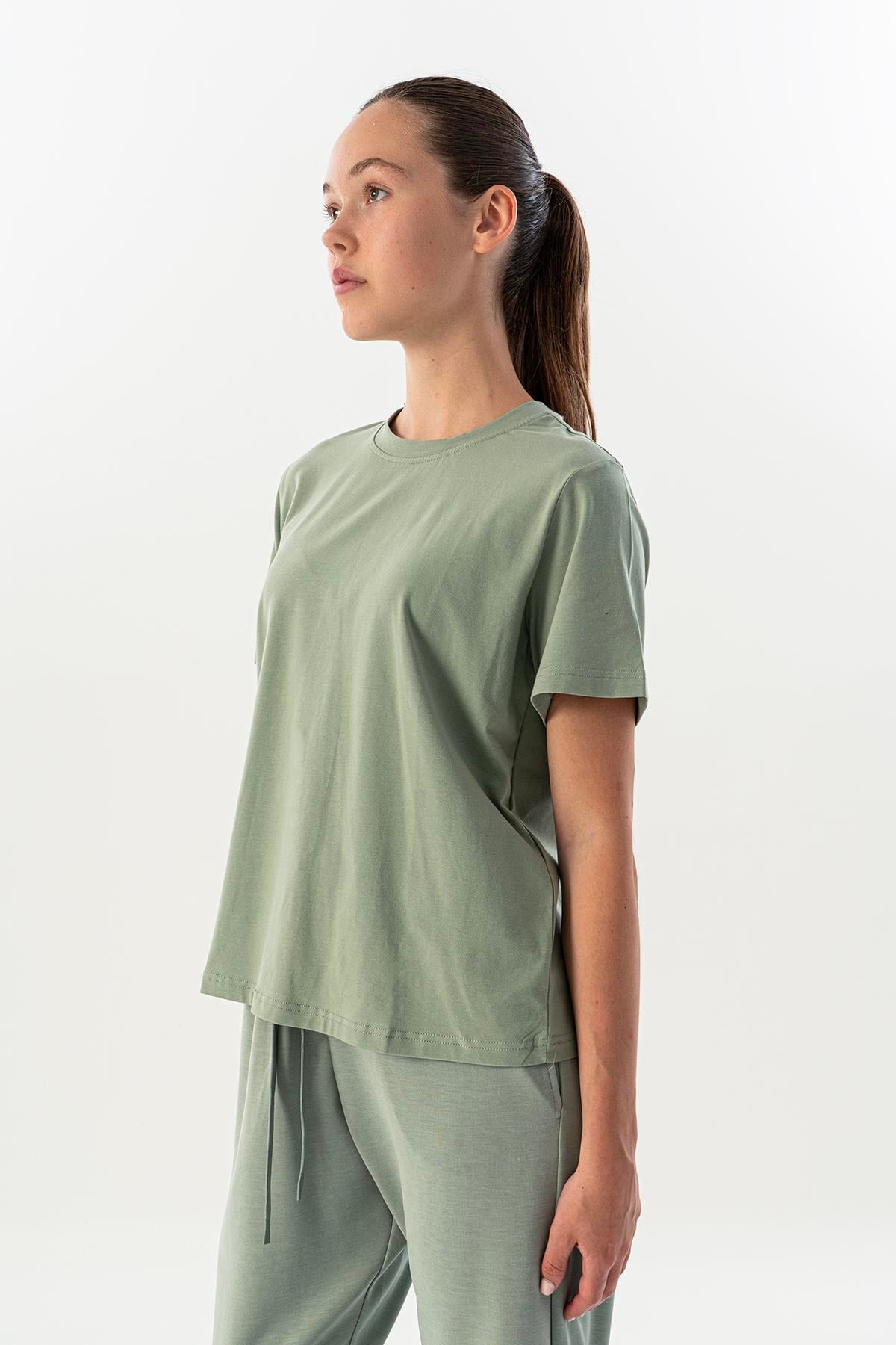 Maraton New Basic Kadın Bisiklet Yaka  Kısa Kol Açık Yeşil T-shirt 23937