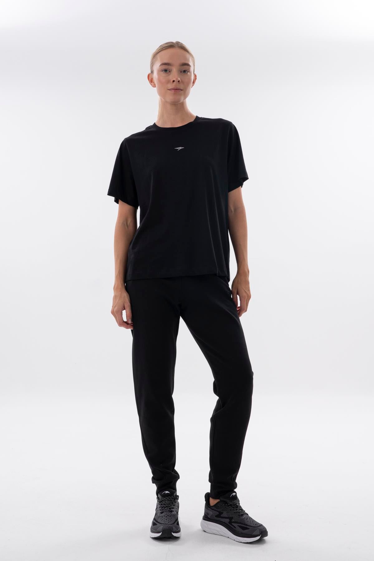 Maraton New Basic Kadın Bisiklet Yaka  Siyah- T-shirt
