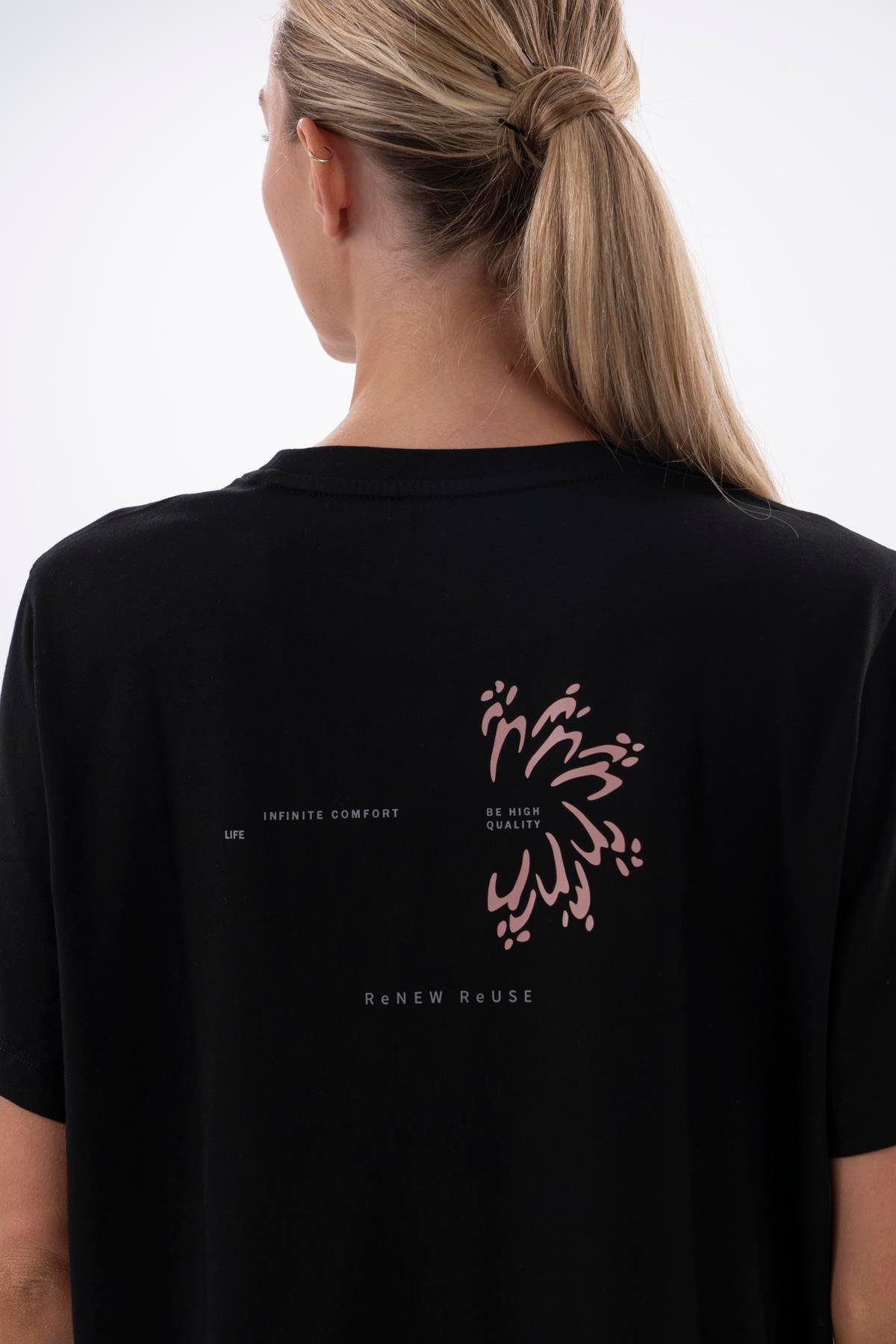 Maraton New Basic Kadın Bisiklet Yaka  Siyah- T-shirt
