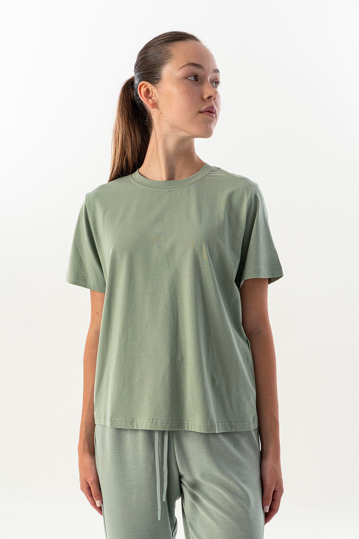 Maraton New Basic Kadın Bisiklet Yaka  Kısa Kol Açık Yeşil T-shirt 23937